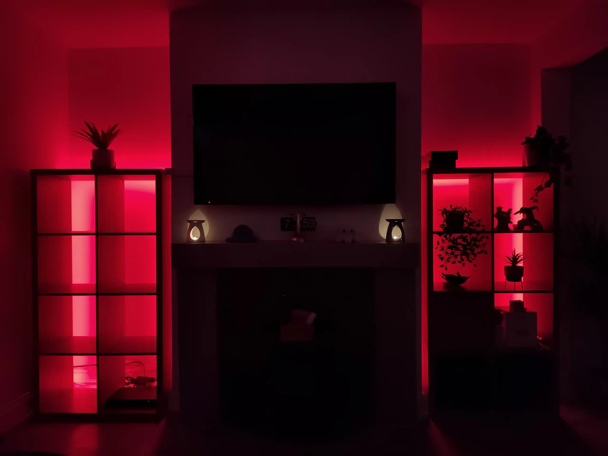 Home refurbishment page image showcasing an ambient red lighting background on carpentry works